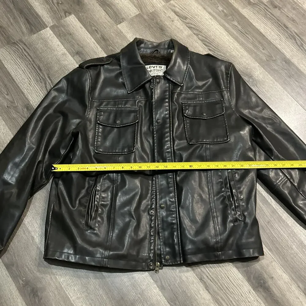 levis jacket men xl vintage Faux Leather Sherpa Lined